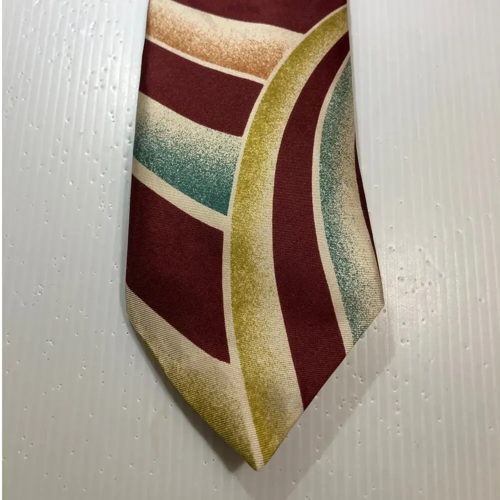 Vintage Multicolor Abstract Retro 80’s 90’s Silk Wide Short Men Necktie 56”